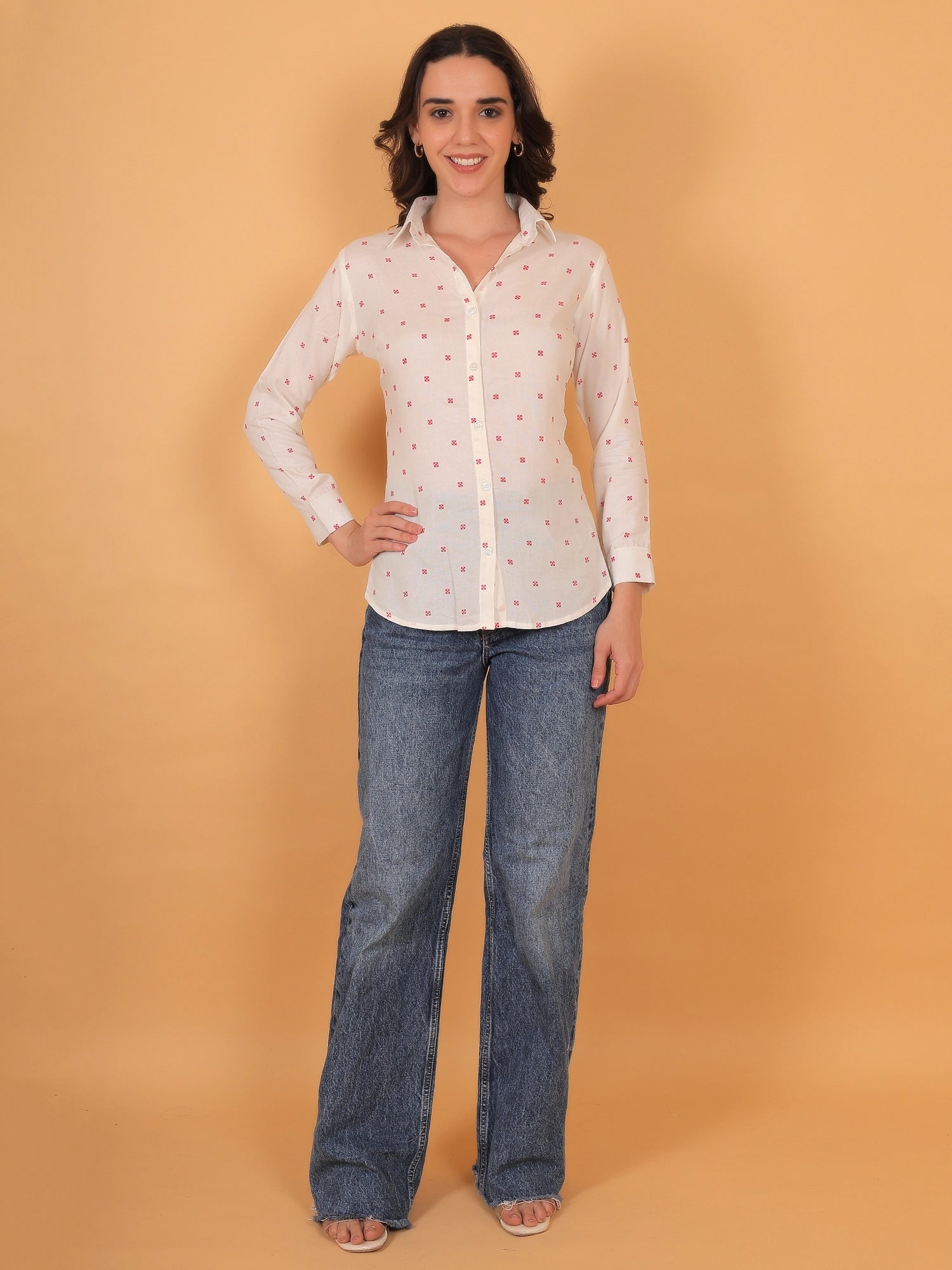 Trendy styling of a women white shirt with a unique corset back tie-up, creating a polished look that transitions easily from officewear to casual outings.